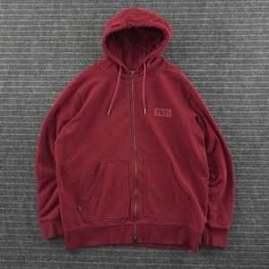 YETI Full Zip Hoodie Mens Large Red Tonal Logo Outdoor Fleece Sweatshirt